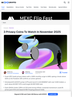 3 Privacy Coins To Watch In November 2025