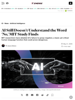 AI Still Doesn’t Understand the Word ‘No,’ MIT Study Finds - Decrypt
