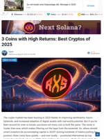 3 Coins with High Returns: Best Cryptos of 2025