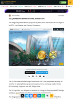 SEC punts decisions on XRP, DOGE ETFs