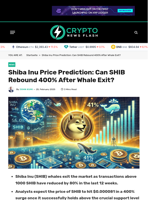 Shiba Inu Price Prediction: Can SHIB Rebound 400% After Whale Exit?