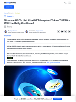 TURBO Rallied 140%, Cools as Binance US Listing Approaches