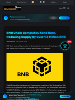 BNB Chain Completes 32nd Burn, Reducing Supply by Over 1.5 Million BNB - Blockchain.News
