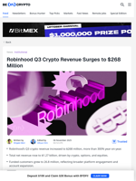 Robinhood Q3 Crypto Revenue Surges to $268 Million - BeInCrypto
