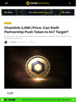 Chainlink (LINK) Price: Can Swift Partnership Push Token to $47 Target? - CoinCentral