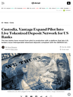 Custodia, Vantage Expand Pilot Into Live Tokenized Deposit Network for US Banks - Decrypt