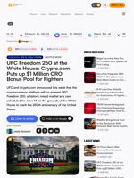 UFC Freedom 250 at the White House: Crypto.com Puts up $1 Million CRO Bonus Pool for Fighters – Crypto News Bitcoin News