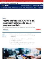 PayPal introduces 3.7% yield on stablecoin balances to boost payments activity