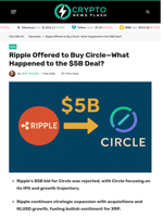 Ripple Offered to Buy Circle—What Happened to the $5B Deal?