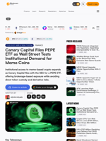 Canary Capital Files PEPE ETF as Wall Street Tests Institutional Demand for Meme Coins – Finance Bitcoin News