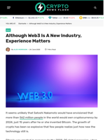 Although Web3 Is A New Industry, Experience Matters