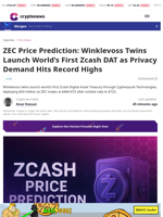 Zcash Price Prediction: Winklevoss Launch First ZEC DAT