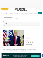 Trump calls for Spain's NATO suspension over Iran war stance