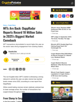 NFTs Are Back: DappRadar Reports Record 18 Million Sales in 2025's Biggest Market Comeback