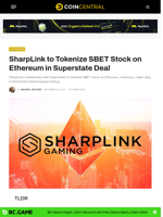 SharpLink to Tokenize SBET Stock on Ethereum in Superstate Deal - CoinCentral