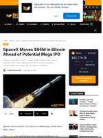 SpaceX Moves $95M In Bitcoin Ahead Of Massive IPO