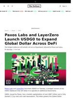 Paxos Labs and LayerZero Launch USDG0 to Expand Global Dollar Across DeFi - 