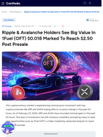 Ripple & Avalanche Holders See Big Value In 1Fuel (OFT) $0.018 Marked To Reach $2.50 Post Presale