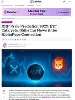 XRP Price Prediction 2025: ETF Catalysts, Shiba Inu News & the AlphaPepe Connection - Coinfea