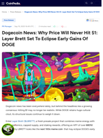 Dogecoin News: Why Price Will Never Hit $1: Layer Brett Set To Eclipse Early Gains Of DOGE