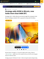 Michael Saylor’s Strategy Buys $22M Bitcoin As Price Drops