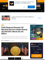 FOIA Request Reveals US Marshal Service Holds Nearly 29,000 BTC Worth $3.44 Billion