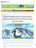 Bitcoin Penguins plans to take penguin meme narrative to the next level, presale goes live today - CoinJournal