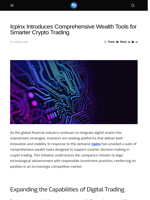 Icpinx Introduces Comprehensive Wealth Tools for Smarter Crypto Trading - Visionary Financial