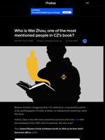 Who is Wei Zhou, one of the most mentioned people in CZ’s book?