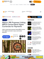 Report: RBI Proposes Linking BRICS Central Bank Digital Currencies for Payments – News Bytes Bitcoin News