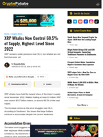 XRP Whales Now Control 68.5% of Supply, Highest Level Since 2022