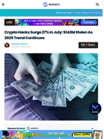 Crypto Hacks Surge In July: $142M Stolen Amid 2025 Trend