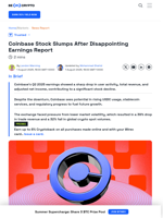 Coinbase Q2 Earnings Report Precipitates Stock Slump