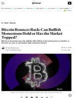 Bitcoin Bounces Back: Can Bullish Momentum Hold or Has the Market Topped? - Decrypt
