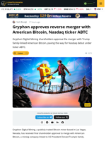 American Bitcoin to Go Public in Reverse Merger With Gryphon, Ticker ABTC
