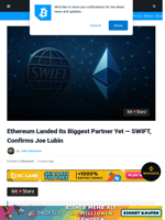 Ethereum Landed Its Biggest Partner — SWIFT, Confirms Joe Lubin