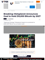 Breaking: Metaplanet Announces Goal to Hold 210,000 Bitcoin by 2027