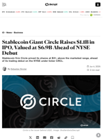 Stablecoin Giant Circle Raises $1.1B in IPO, Valued at $6.9B Ahead of NYSE Debut - Decrypt
