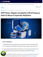 XRP News: Ripple Completes $1B GTreasury Deal to Boost Corporate Adoption