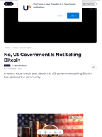 No, US Government Is Not Selling Bitcoin - U.Today