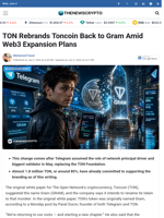 TON Rebrands Toncoin Back to Gram Amid Web3 Expansion Plans - TheNewsCrypto