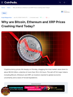 Why are Bitcoin, Ethereum and XRP Prices Crashing Hard Today?