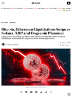 Bitcoin, Ethereum Liquidations Surge as Solana, XRP and Dogecoin Plummet - Decrypt