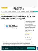 Solana Foundation launches STRIDE and SIRN DeFi security programs
