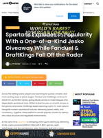 Spartans Explodes in Popularity With a One-of-a-Kind Jesko Giveaway While Fanduel & DraftKings Fall Off the Radar | Live Bitcoin News