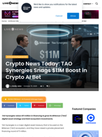 Crypto News Today: TAO Synergies Snags $11M Boost in Crypto AI Bet | Live Bitcoin News