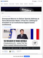 Emmanuel Macron to Address Paris Blockchain Week on Digital Assets