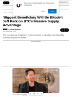 'Biggest Beneficiary Will Be Bitcoin': Jeff Park on BTC's Massive Supply Advantage - U.Today