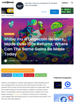 Shiba Inu & Dogecoin Holders Made Over 100x Returns; Where Can The Same Gains Be Made Today | Live Bitcoin News