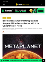 Bitcoin Treasury Firm Metaplanet to Acquire Siiibo Securities for $13.11M Under Project Nova